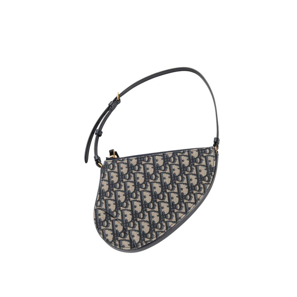 CHRISTIAN DIOR Blue Canvas Logo Saddle Shoulder Pouch - Picture 3 of 6
